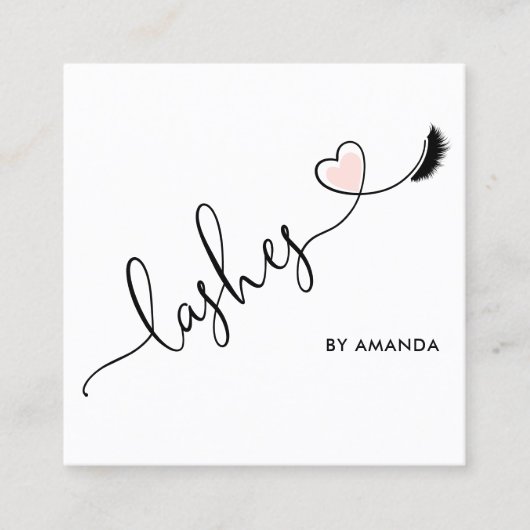 Make-upartiest Blush Pink Eyes wimpers hart Vierkante Visitekaartje (Voorkant)