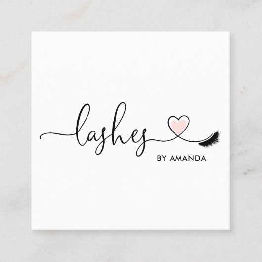 Make-upartiest Blush Pink Eyes wimpers hart Vierkante Visitekaartje (Voorkant)