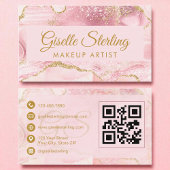 Make-upartiest Blush Pink Gold Agaat QR-code Visitekaartje