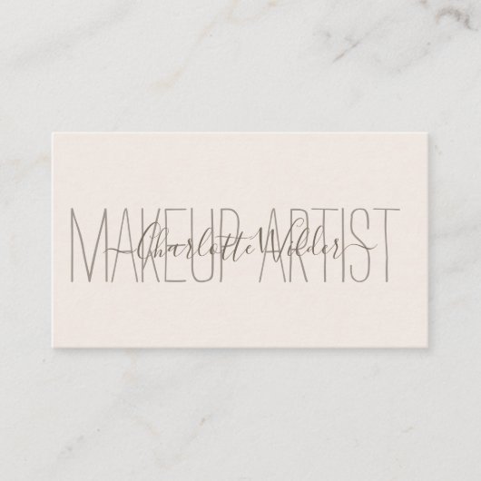 Make-upartiest Blush Pink Signature Script Visitekaartje (Voorkant)