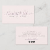 Make-upartiest Blush Pink Signature Script Visitekaartje (Voorkant / Achterkant)