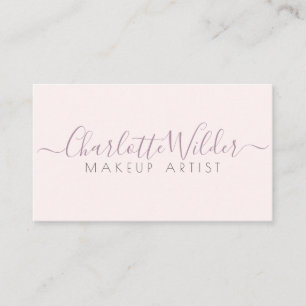 Make-upartiest Blush Pink Signature Script Visitekaartje