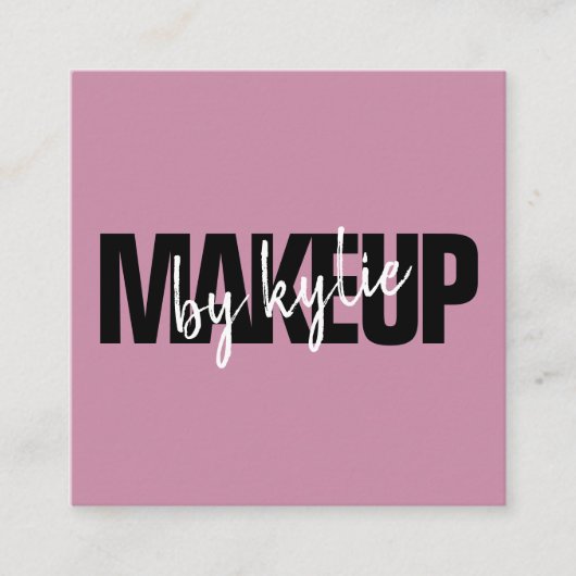 Make-upartiest chic typografie script violet paars vierkante visitekaartje (Voorkant)