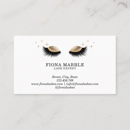 Make-upartiest Deep Sepia Glitter Lash Black Gold Visitekaartje (Achterkant)