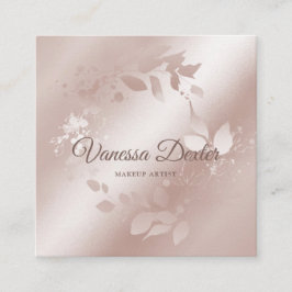 Make-upartiest Floral Lash Event Planner Roos Gold Vierkante Visitekaartje
