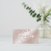 Make-upartiest Floral Lash Event Planner Roos Gold Visitekaartje (Staand voorkant)