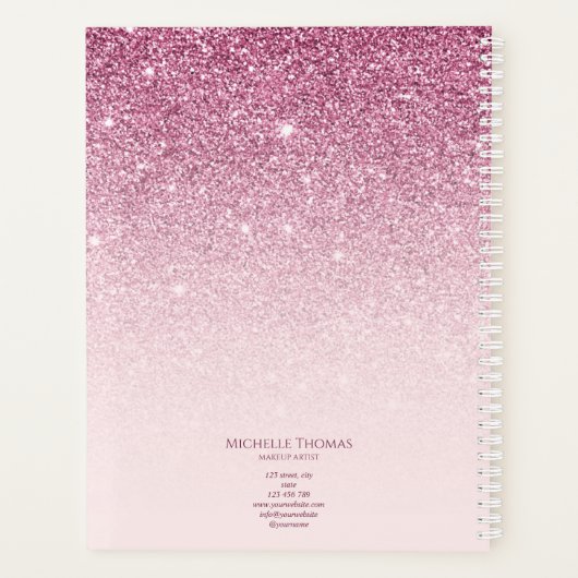 Make-upartiest handtekening script blush roze sjab planner (Achterkant)