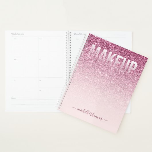 Make-upartiest handtekening script blush roze sjab planner (Display)