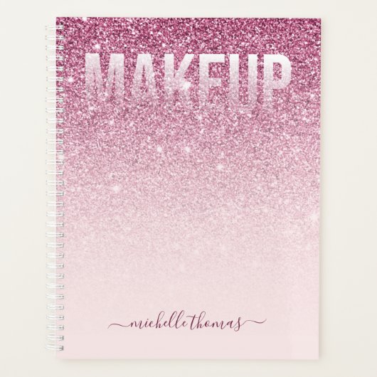 Make-upartiest handtekening script blush roze sjab planner (Voorkant)