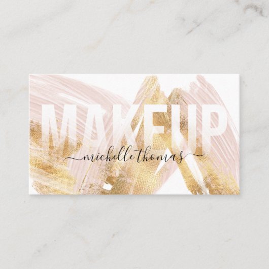 Make-upartiest handtekening script blush roze sjab visitekaartje (Voorkant)