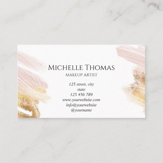 Make-upartiest handtekening script blush roze sjab visitekaartje (Achterkant)