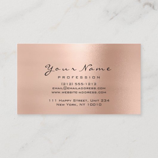 Make-upartiest Kiss Lips Skinny Roos Gold Wow Visitekaartje (Achterkant)