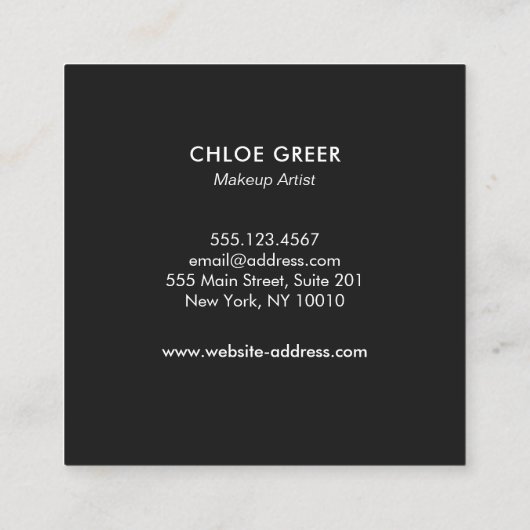 Make-upartiest kust zoenende lippen vierkante visitekaartje (Achterkant)