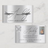 Make-upartiest Lash QR LOGO Microblade Silver Spar Visitekaartje (Voorkant / Achterkant)