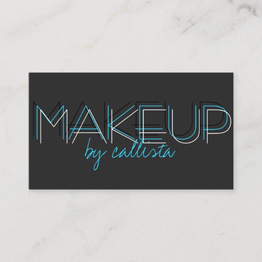 Make-upartiest Minimalist Aqua Black Typography Visitekaartje (Voorkant)