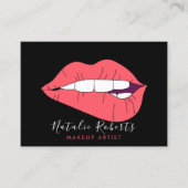 Make-upartiest Pink Lips & Black Beauty Salon Visitekaartje (Voorkant)