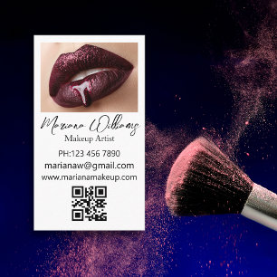 Make-upartiest QR Code Foto Minimalist Chic Visitekaartje