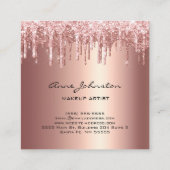 Make-upartiest Roos Gold Glitter Drips Sparkle Vierkante Visitekaartje (Achterkant)