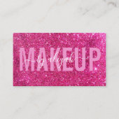 Make-upartiest Typografie Glitter Pink Sparkly Visitekaartje (Voorkant)