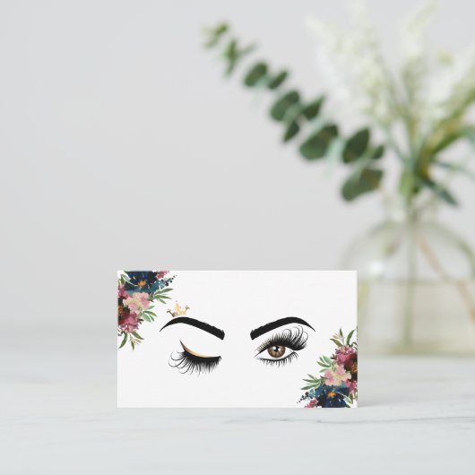 Make-upartiest Wink Eye Beauty Bourgogne Bloemen Visitekaartje (Staand voorkant)