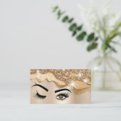 Make-upartiest Wink Eye Beauty Salon druipend goud Visitekaartje (Staand voorkant)