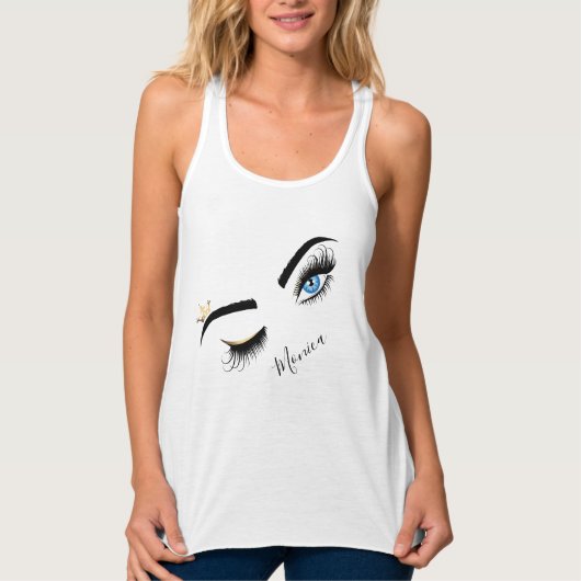 Make-upartiest Wink Eye Blue Eye Beauty Salon Lash Tanktop (Voorkant)