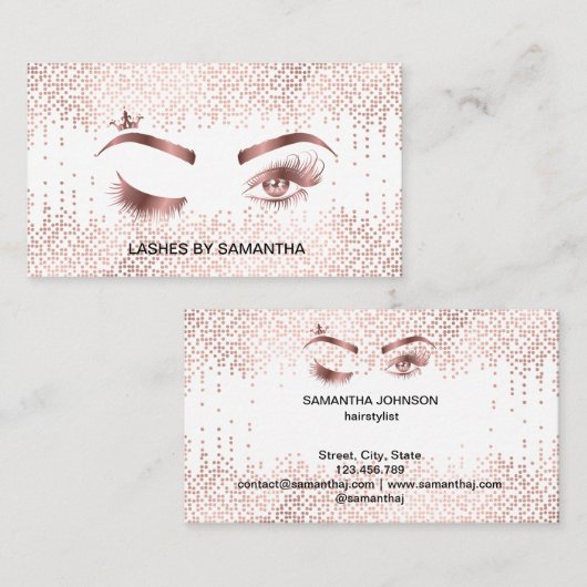 Make-upartiest Wink Eye Gold Confetti Lashes Visitekaartje (Voorkant / Achterkant)