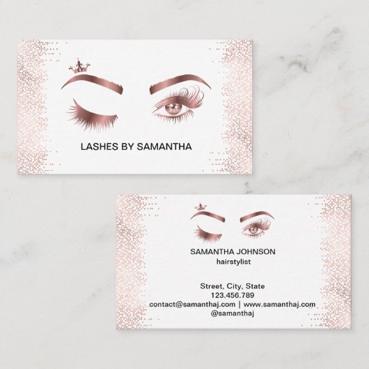 Make-upartiest Wink Eye Gold Confetti Lashes Visitekaartje (Voorkant / Achterkant)