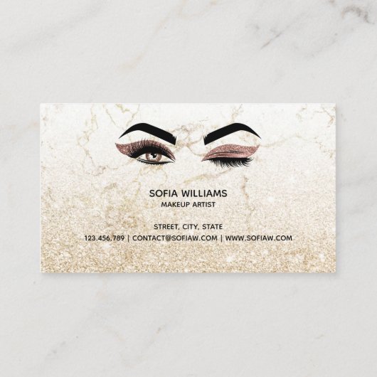 Make-upartiest Wink Eye Lashes Roos Gold Marble Visitekaartje (Achterkant)