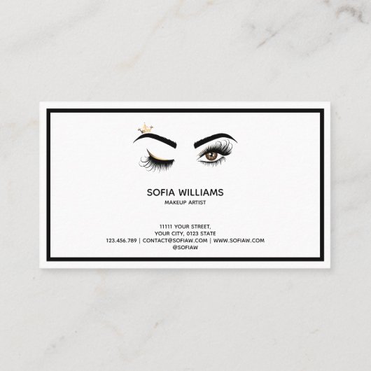 Make-upartiest Wink Eye met Crown Lash Extension Visitekaartje (Achterkant)