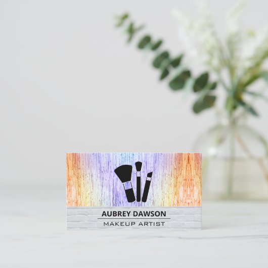Make-upborstels | Bakstenen en kleurrijke textuur Visitekaartje (Staand voorkant)