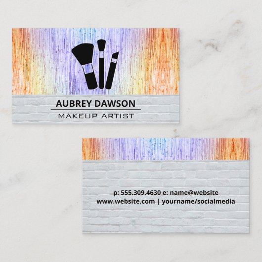 Make-upborstels | Bakstenen en kleurrijke textuur Visitekaartje (Voorkant / Achterkant)