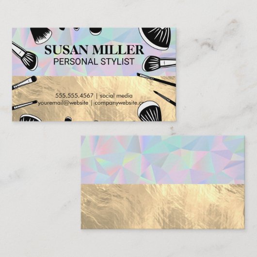 Make-upborstels | Goud Geometrisch Visitekaartje (Voorkant / Achterkant)