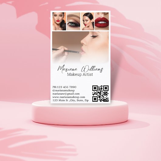 Make-upkunstenaar 5 foto's Collage QR-code Trendy Visitekaartje