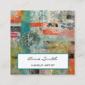 Make-upkunstenaar Abstracte gemengde mediacollage Vierkante Visitekaartje (Voorkant)