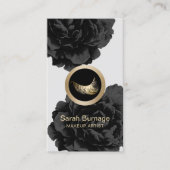 Make-upkunstenaar Custom Logo Elegant Zwart Bloeme Visitekaartje (Voorkant)