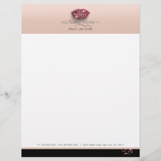 Make-upkunstenaar/Diamanten Sparkle Lips Briefhoofd (Voorkant)