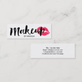 Make-upkunstenaar Elegant Script Red Lips mini Mini Visitekaartje (Voorkant / Achterkant)
