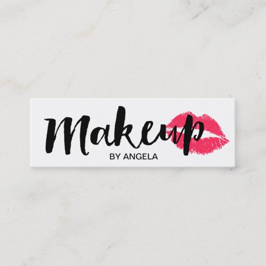 Make-upkunstenaar Elegant Script Red Lips mini Visitekaartje (Voorkant)