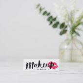 Make-upkunstenaar Elegant Script Red Lips mini Visitekaartje (Staand voorkant)