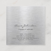 Make-upkunstenaar Elegant Zilver Geborsteld Metaal Vierkante Visitekaartje (Achterkant)