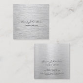 Make-upkunstenaar Elegant Zilver Geborsteld Metaal Vierkante Visitekaartje (Voorkant / Achterkant)