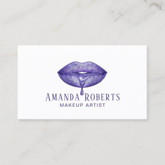 Make-upkunstenaar Elegante Violet Dripping Lips Visitekaartje (Voorkant)