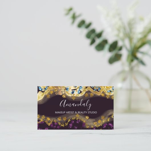 Make-upkunstenaar Glitter Gold Cosmetics Shop Eleg Visitekaartje (Staand voorkant)