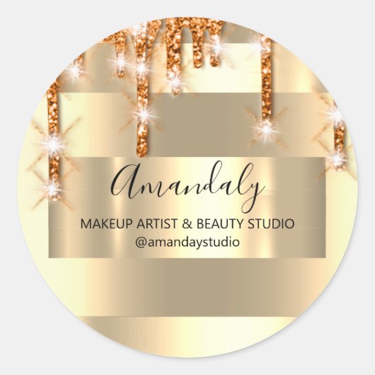 Make-upkunstenaar Glitter Gold ingelijst Koper Dri Ronde Sticker (Voorkant)