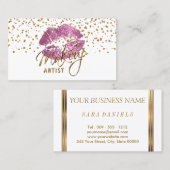 Make-upkunstenaar Gouden Confetti Stippen & Zo Roz Visitekaartje (Voorkant / Achterkant)