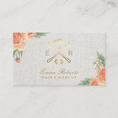 Make-upkunstenaar Gouden Lippen & Droger  Bloemen Visitekaartje (Voorkant)