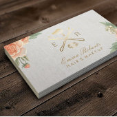 Make-upkunstenaar Gouden Lippen & Droger  Bloemen Visitekaartje