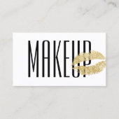 Make-upkunstenaar Gouden Lippen Modern Zwart & Wit Visitekaartje (Voorkant)