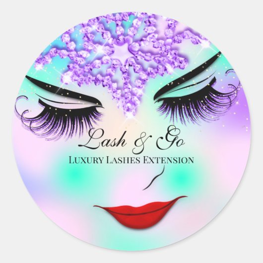 Make-upkunstenaar Lash Extension Beauty Shop Paars Ronde Sticker (Voorkant)